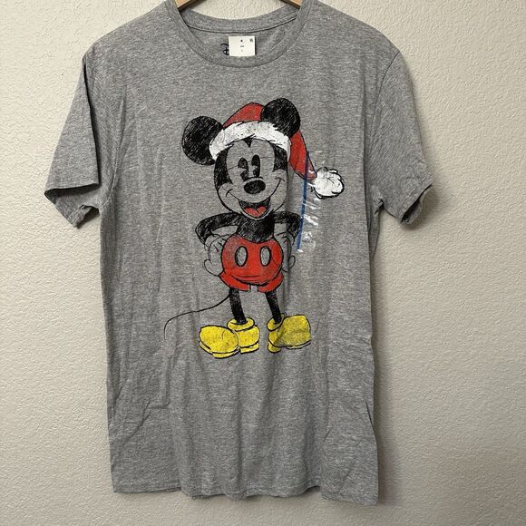 Disney Womens Mickey Mouse Santa Claus Hat Christmas Shirt New Large - Picture 1 of 6
